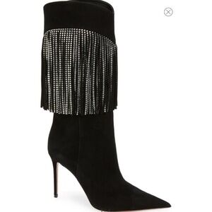 New Amina‎ Muaddi Lily Crystal Fringe Stiletto Boot size 39EU